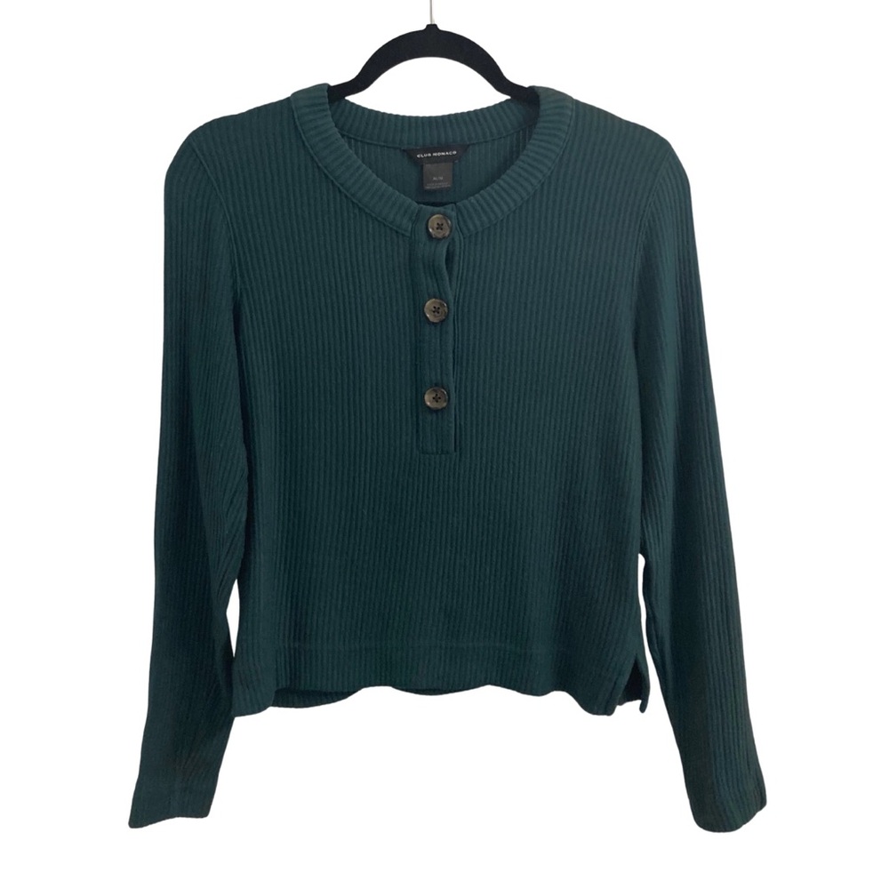 Club Monaco Green Crop Long Sleeve Top Size M